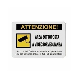 CARTELLO AREA VIDEOSORVEGLIATA 18x 12 PLASTICA