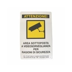 CARTELLO AREA VIDEOSORVEGLIATA 20x 30 PLASTICA