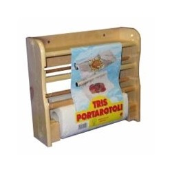 PORTAROTOLO LEGNO A PARETE 3 NOCE cm 33x9 h 29