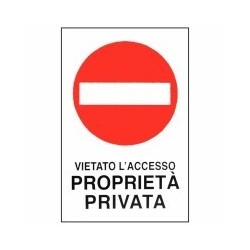 CARTELLO PROPRIETA' PRIVATA V.A. 30x 45 ALLUMINIO