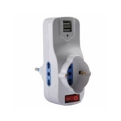 ADATTATORE TRIPLO GIR. USB BIANCO BL SYNTESY 06616