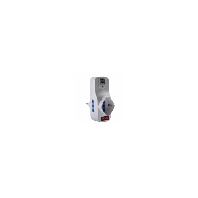 ADATTATORE TRIPLO GIR. USB BIANCO BL SYNTESY 06616