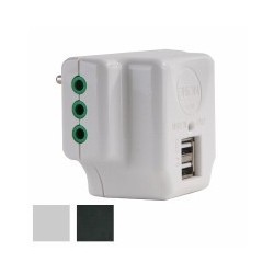 ADATTATORE TRIPLO 10A+T USB BIANCO 87800 FME