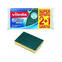 SPUGNA FIBRA VERDE GLITZI CRYSTAL Pz.2+1 VILEDA