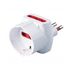 ADATTATORE TRIPLO SCHUKO SICUREZZA - 10A+T bianco