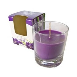 CANDELA BICCHIERE VETRO ETEREA - mm 65 h 72 lavanda viola