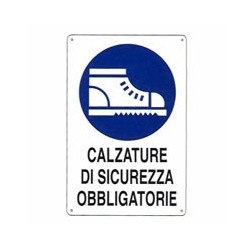 CARTELLO CALZATURE SICUREZZA 20x 30 ALLUMINIO