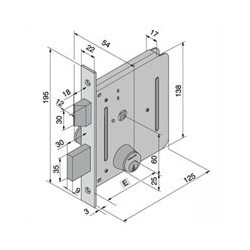 SERRATURA INF.FERRO 050.50.00.0 + 605.00.00