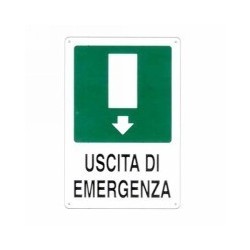 CARTELLO USCITA EMERGENZA GIU' 20x 30 PLASTICA