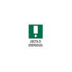 CARTELLO USCITA EMERGENZA GIU' 20x 30 ALLUMINIO