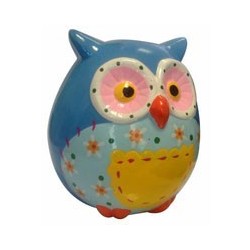 TIRELIRE HIBOU DECORÉE cm 12x12x13,5