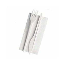 POSATE SET PLASTICA BIANCO DOPLA