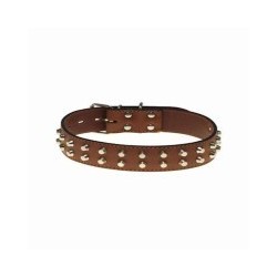 COLLARE CANI CUOIO BORCHIE DOPPIE mm 40 cm 70